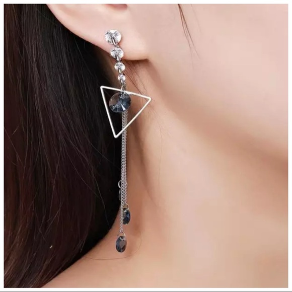 Swarovski Crystals The Onellah Long Triangle Earrings - Picture 6 of 6